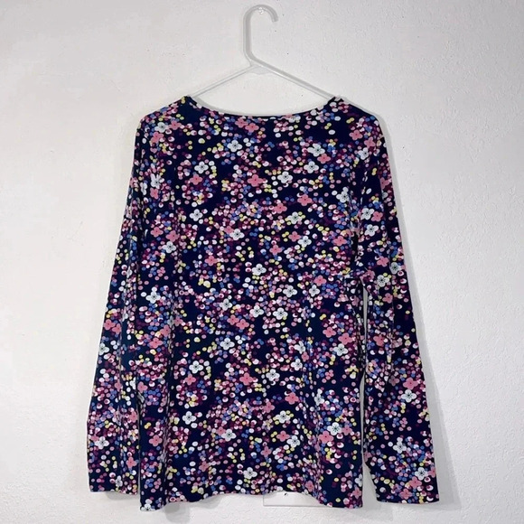 Imperfect The Talbots tee size 2x faded navy blue floral long sleeve Talbots top - Picture 2 of 11